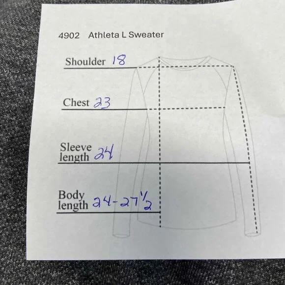 Athleta Womens Size L Gray Crew Neck Sweater Long Sleeve High Low Hem Cable Knit - Picture 8 of 8